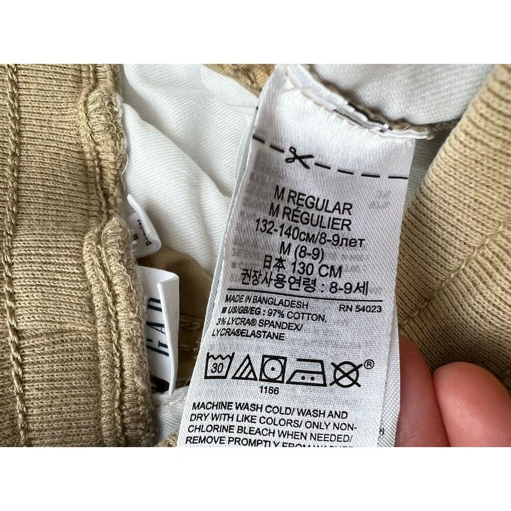 GAP Kids Cargo Jogger Pants Boys Youth Beige Tan Khaki Drawstring M 8-9 Regular
